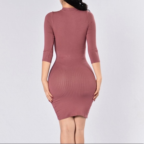 Burgundy Collar Quarter Sleeve Wrap Dress - Picture 3 of 6